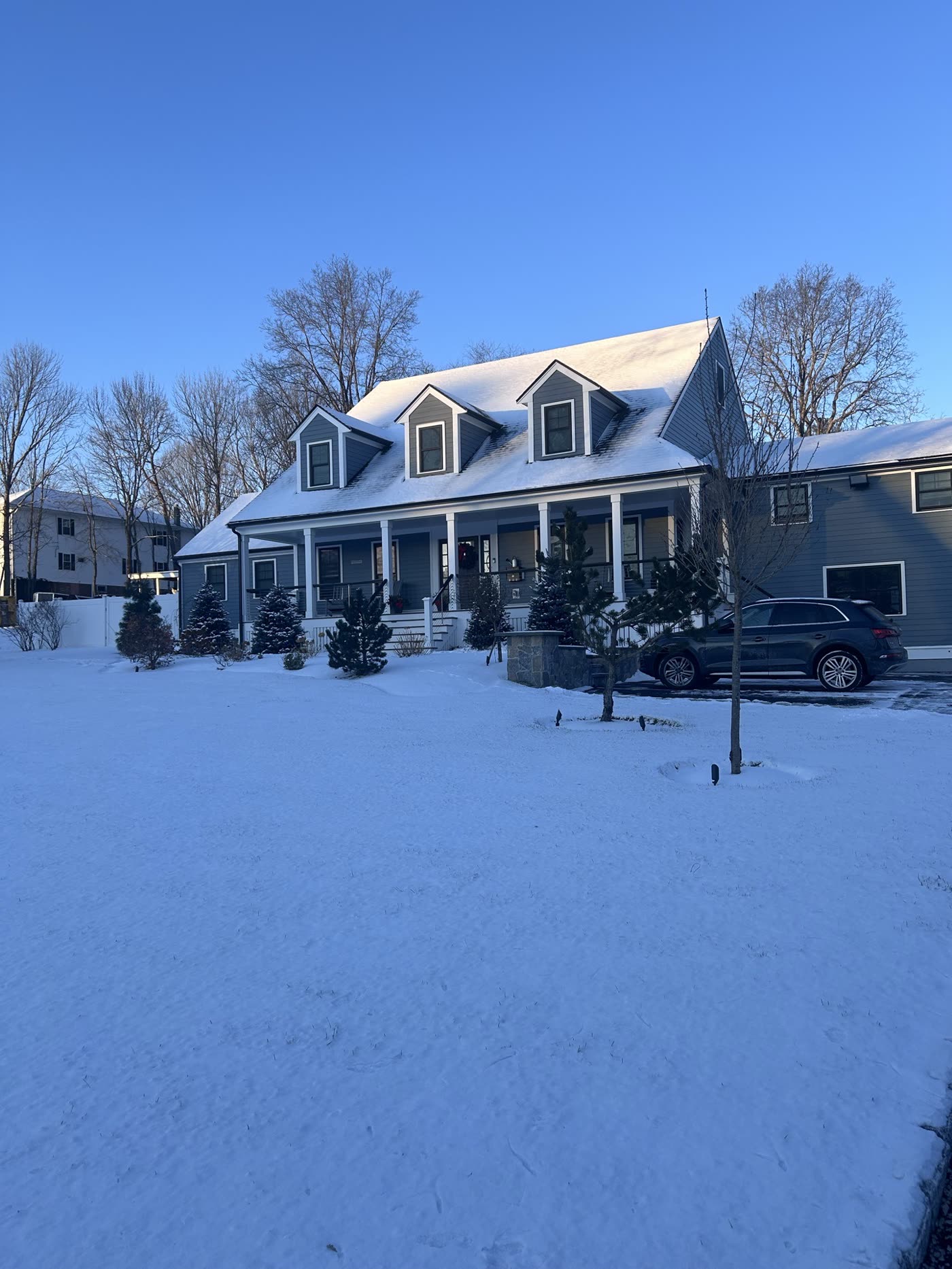 The house under snow in winter